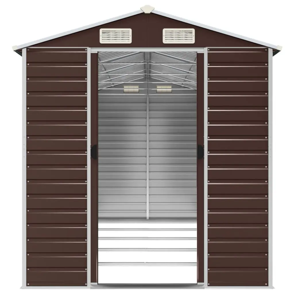Garden Shed Outdoor Storage Tool House Brown 191x470x198cm Galvanised Steel
