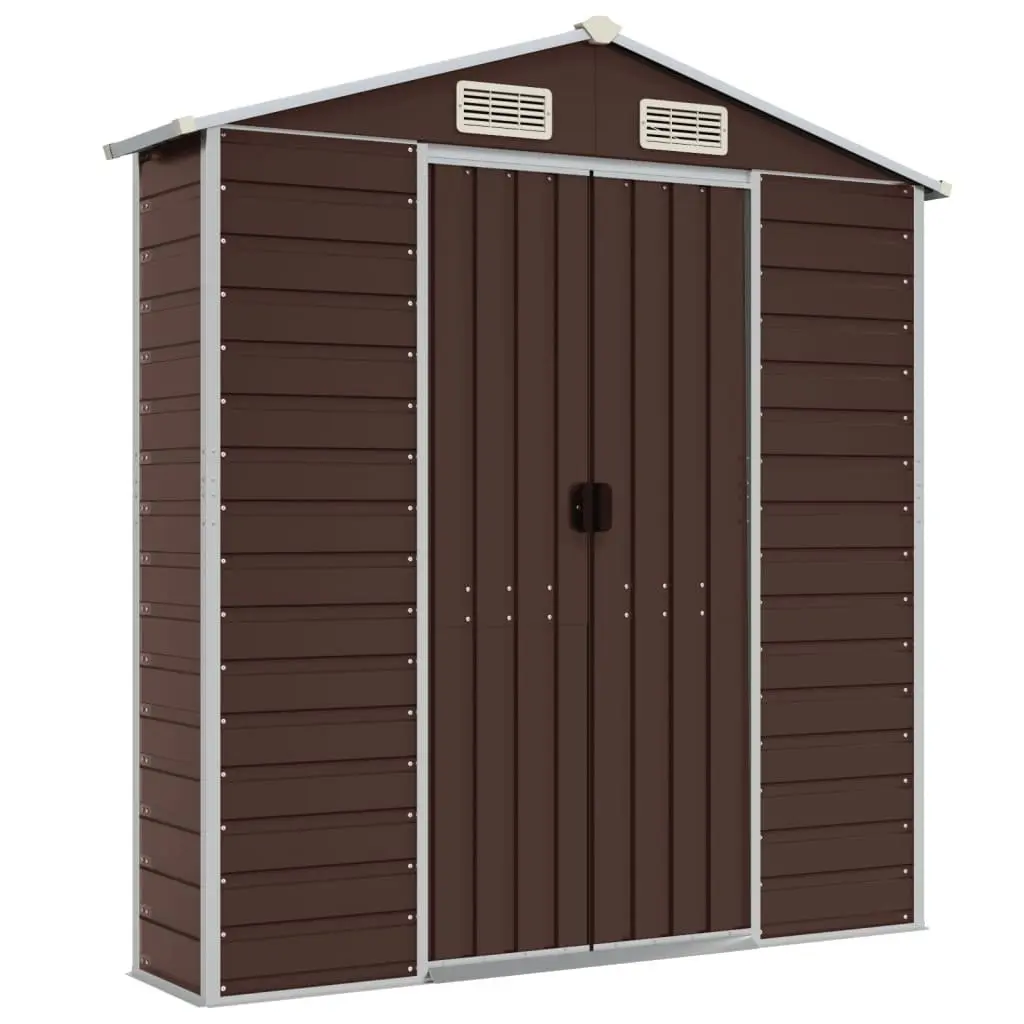 Garden Shed Outdoor Storage Tool House Brown 191x470x198cm Galvanised Steel