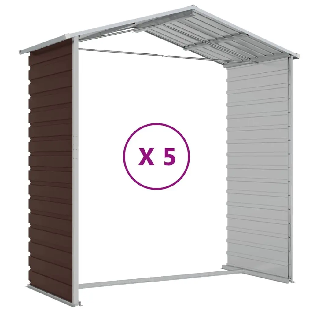 Garden Shed Outdoor Storage Tool House Brown 191x470x198cm Galvanised Steel