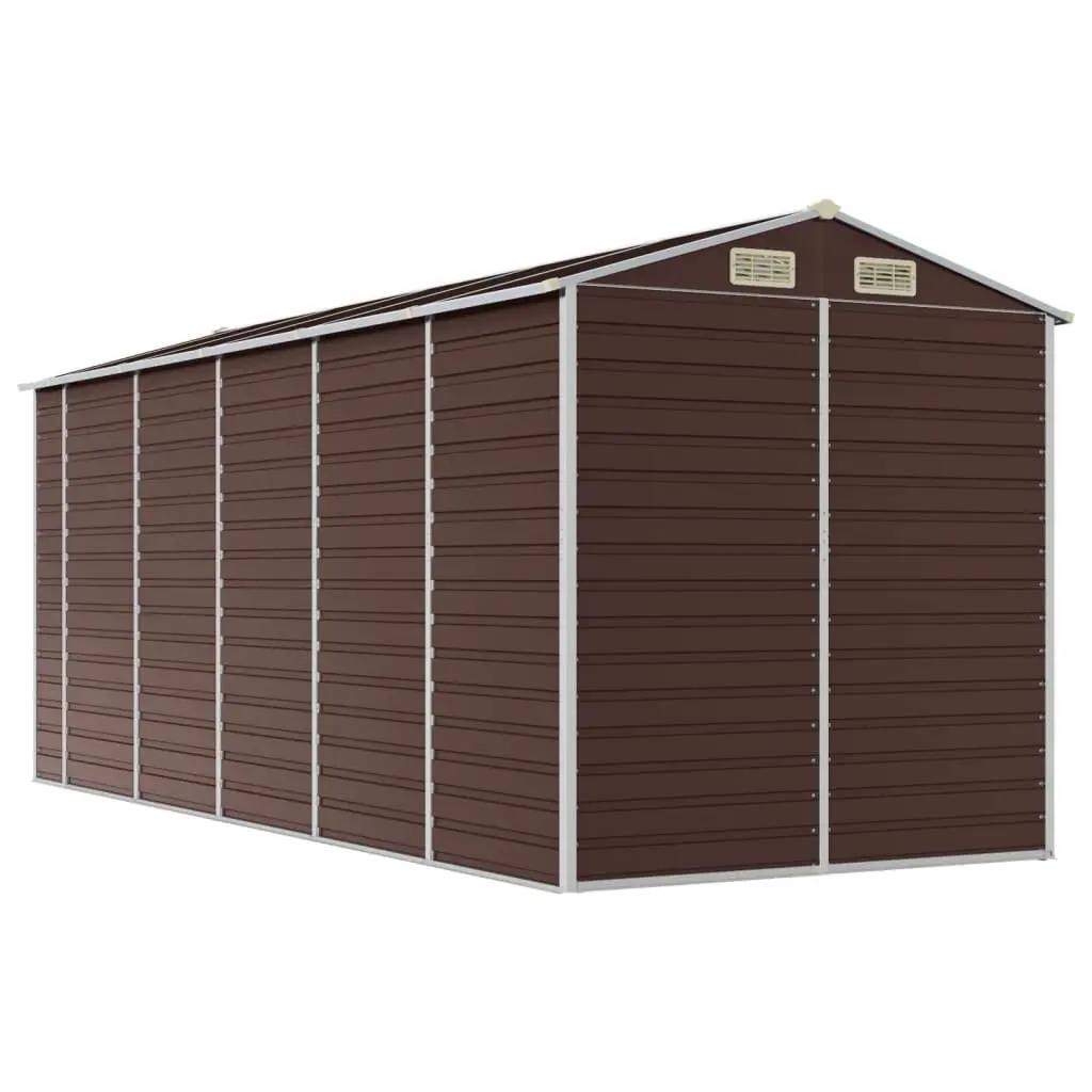 Garden Shed Outdoor Storage Tool House Brown 191x470x198cm Galvanised Steel