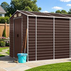 Garden Shed Specifications: 191x725x198 cm, Galvanised Steel, Brown