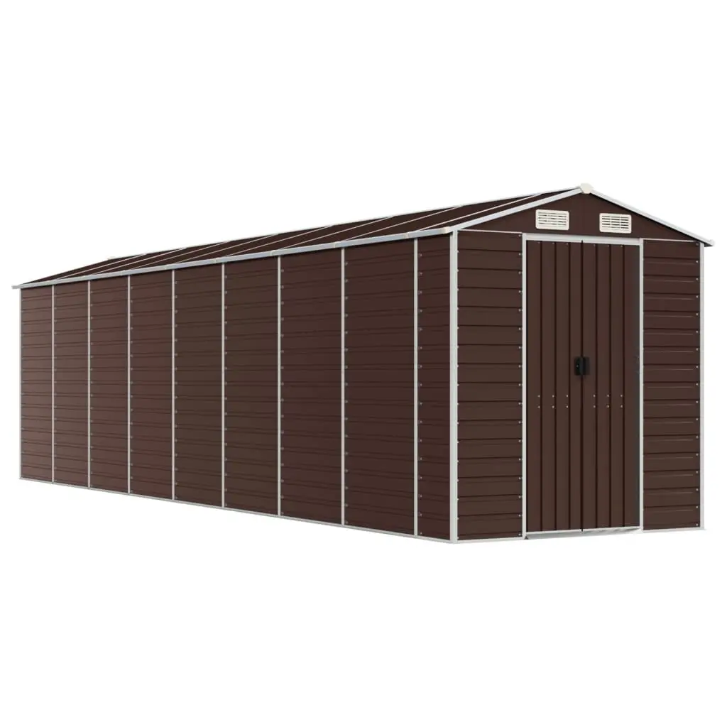 Brown Galvanised Steel Garden Shed Outdoor Tool Storage 191x725x198 cm