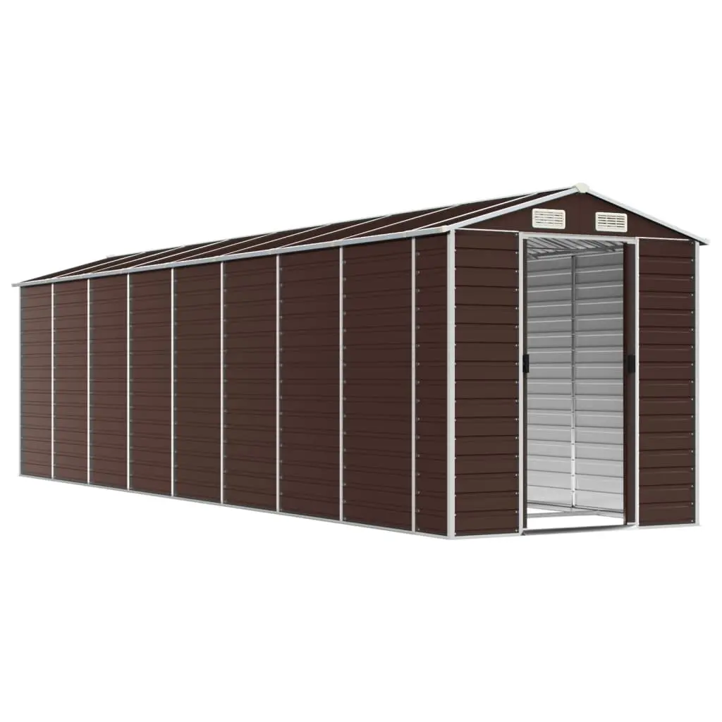 Brown Galvanised Steel Garden Shed Outdoor Tool Storage 191x725x198 cm