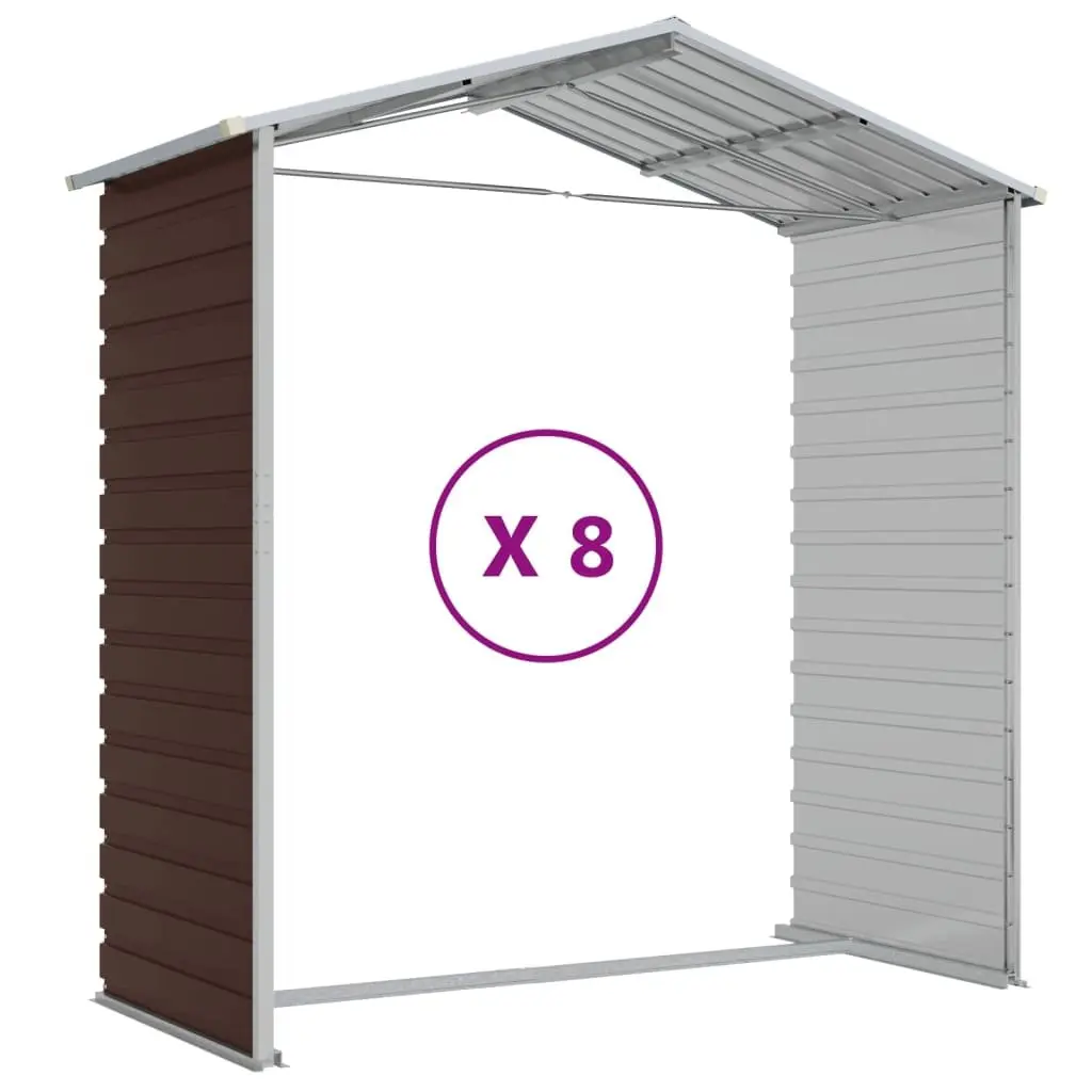 Brown Galvanised Steel Garden Shed Outdoor Tool Storage 191x725x198 cm