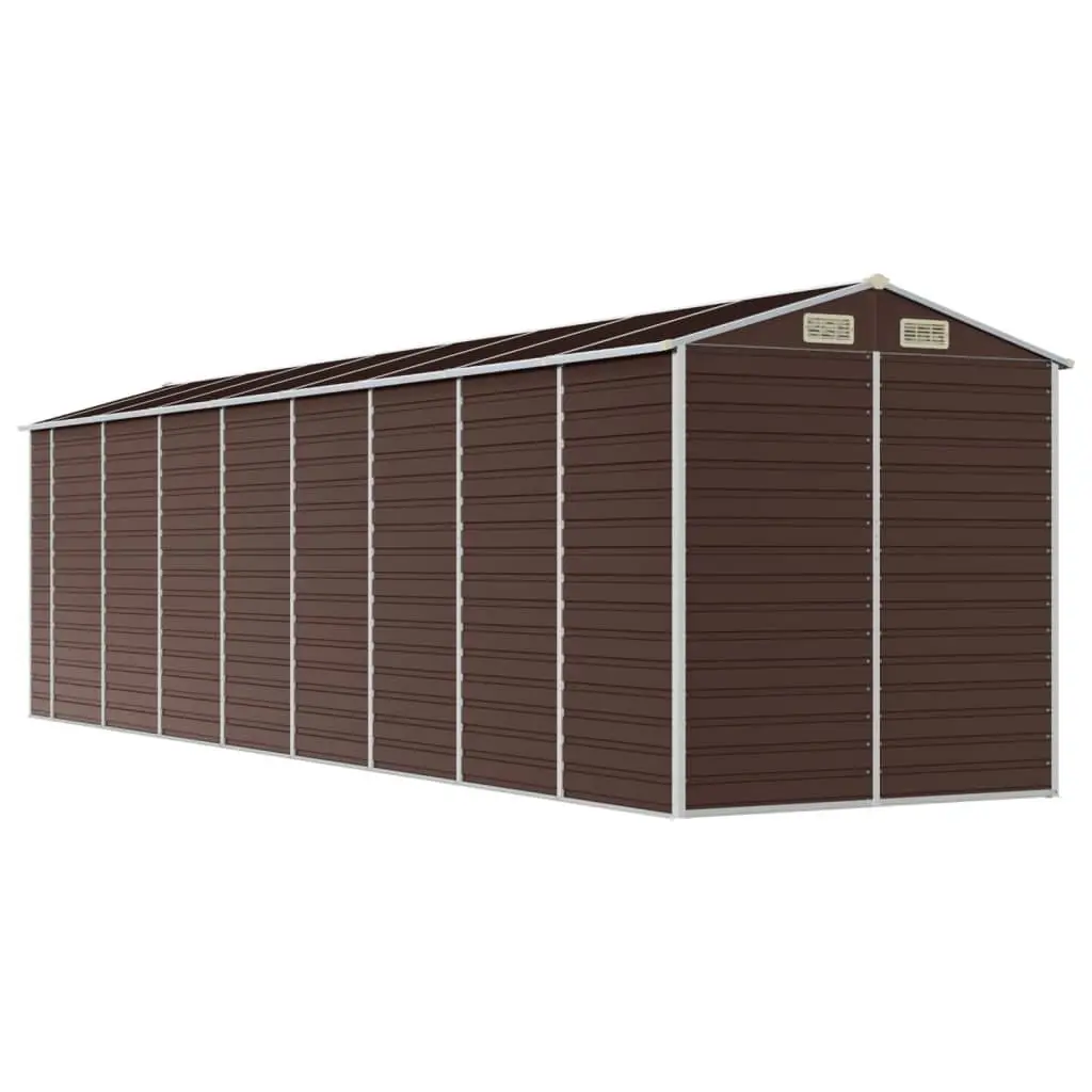 Brown Galvanised Steel Garden Shed Outdoor Tool Storage 191x725x198 cm