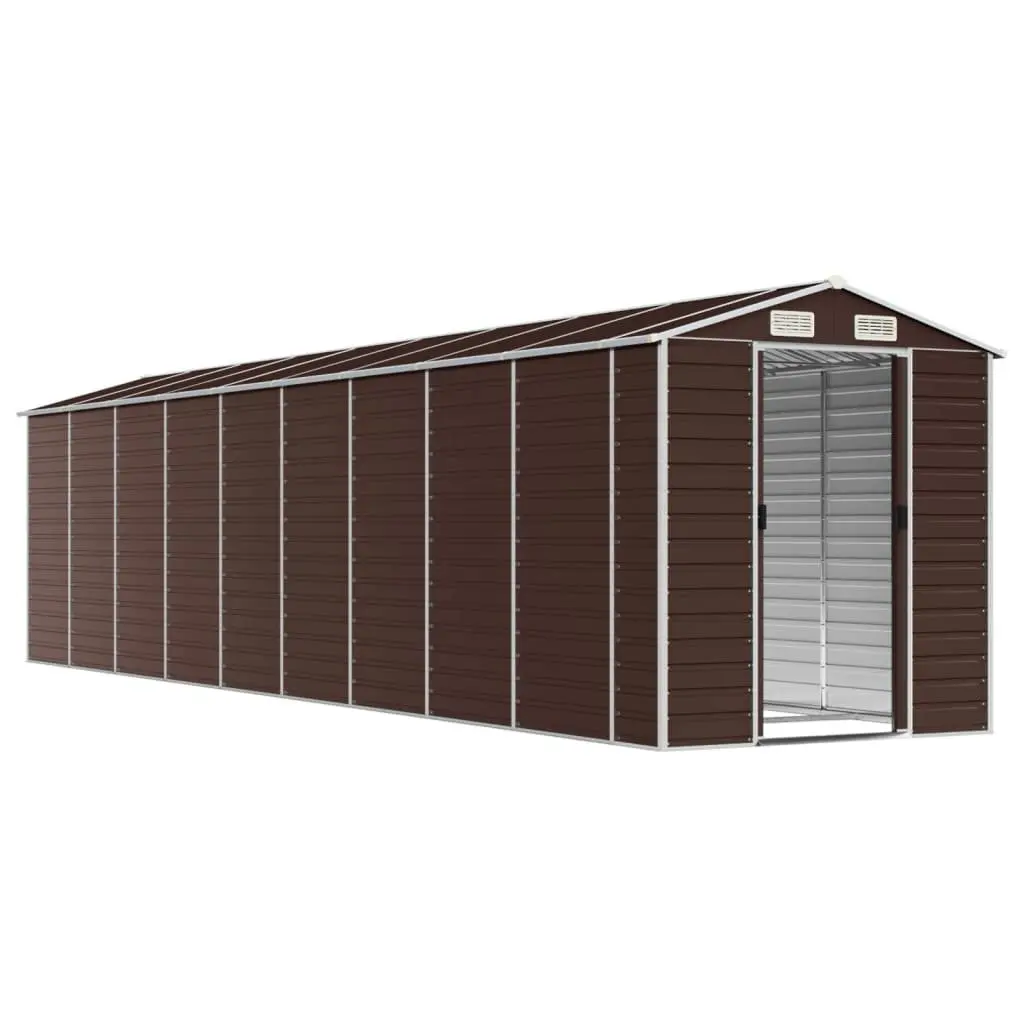 Garden Shed Outdoor Storage Tool House Brown 191x810x198 cm Galvanised Steel