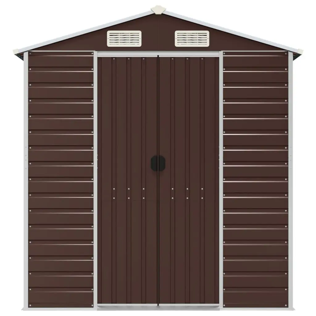 Garden Shed Outdoor Storage Tool House Brown 191x810x198 cm Galvanised Steel