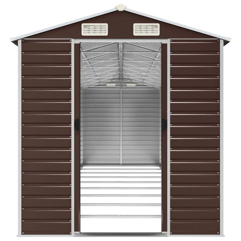 Garden Shed Outdoor Storage Tool House Brown 191x810x198 cm Galvanised Steel