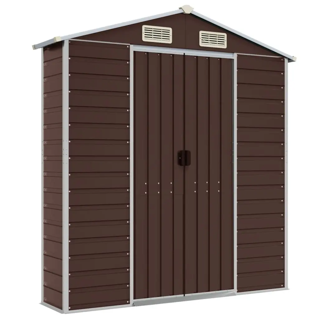 Garden Shed Outdoor Storage Tool House Brown 191x810x198 cm Galvanised Steel