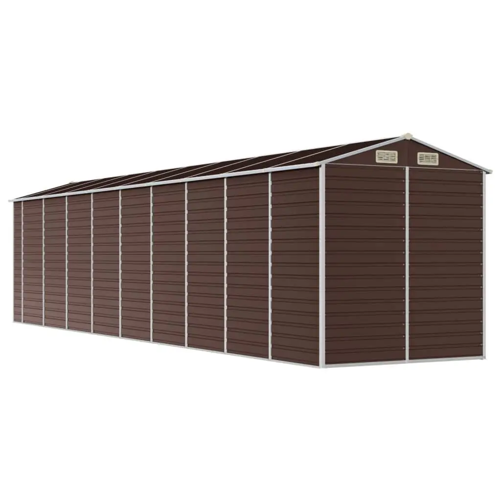 Garden Shed Outdoor Storage Tool House Brown 191x810x198 cm Galvanised Steel