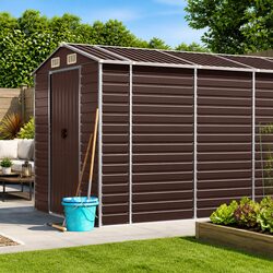 Garden Shed Specifications: Brown Galvanised Steel 191x980x198cm