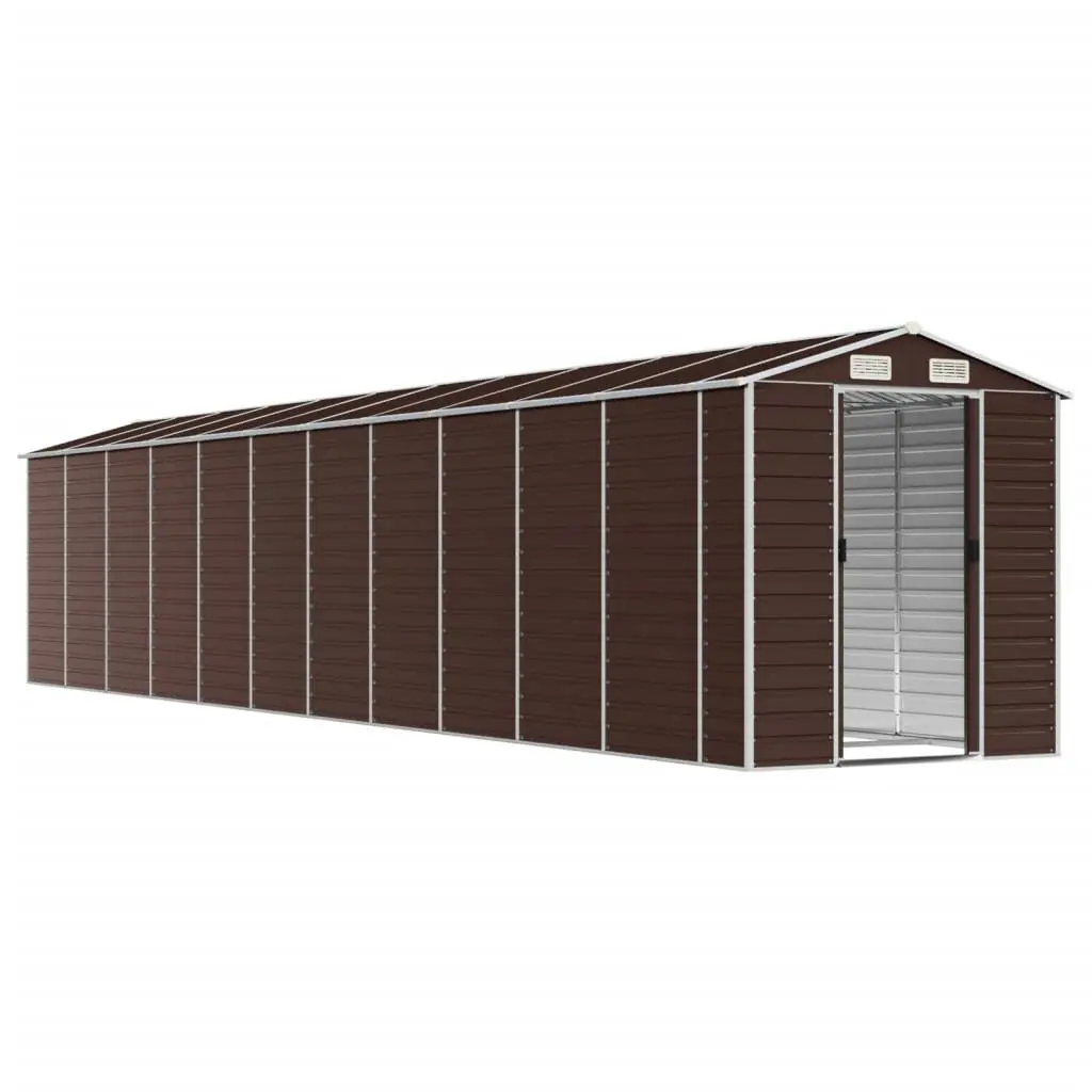 Garden Shed Outdoor Storage Tool House Brown Galvanised Steel 191x980x198cm
