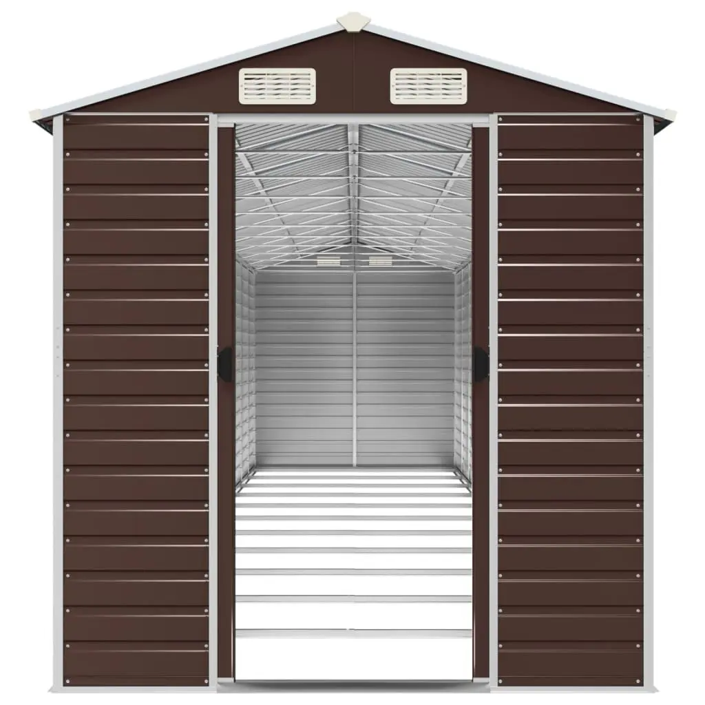 Garden Shed Outdoor Storage Tool House Brown Galvanised Steel 191x980x198cm
