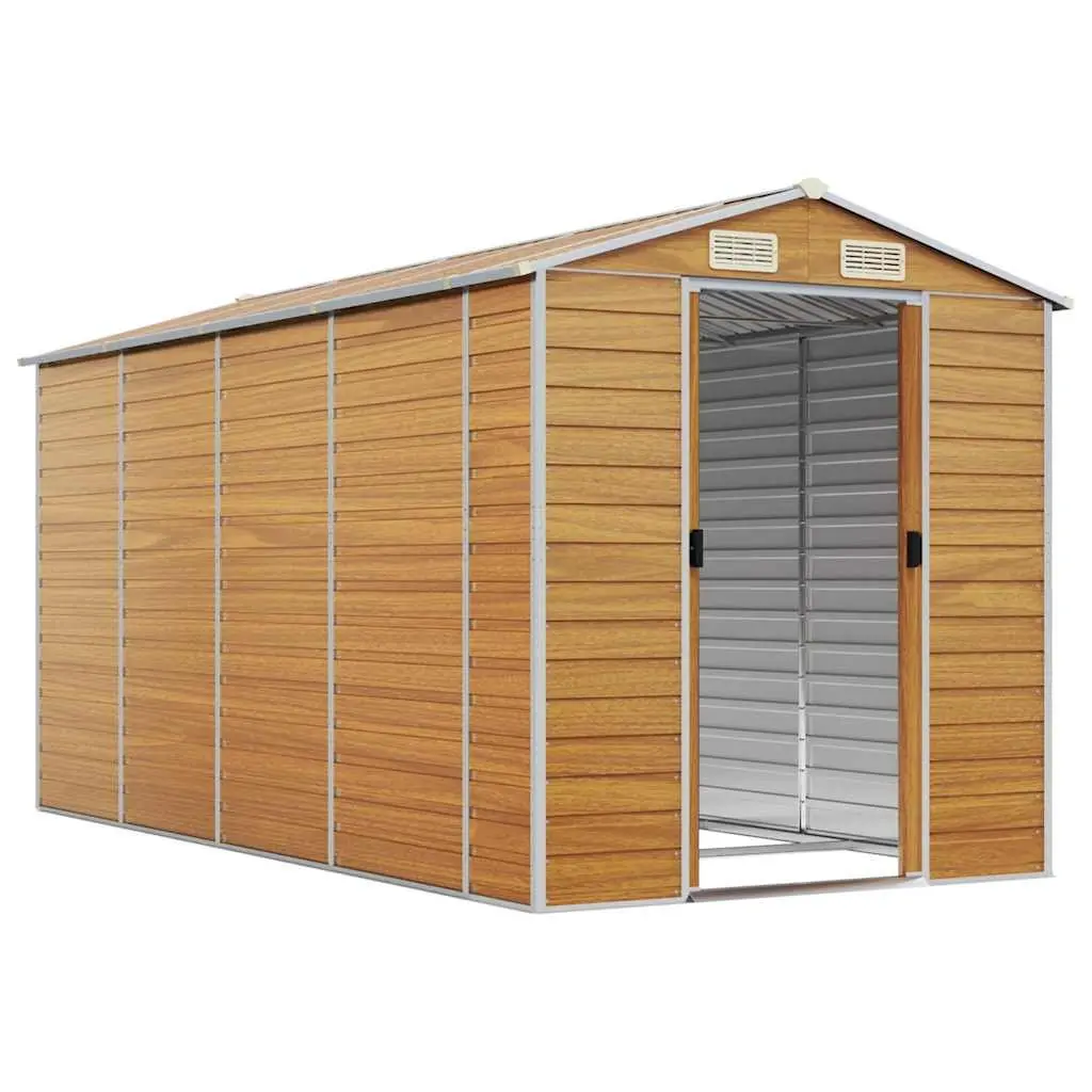 Garden Shed Brown Outdoor Storage Metal Tool House Galvanised Steel Structure