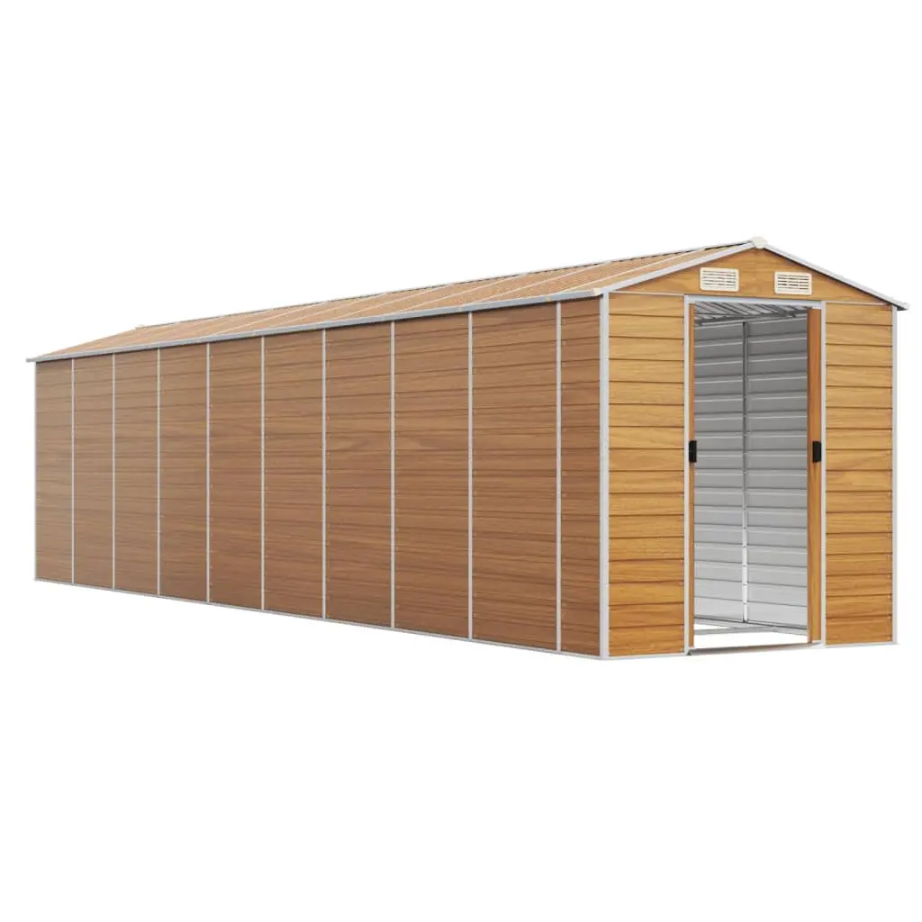 Garden Shed Outdoor Storage Brown Galvanised Steel Tool House Garage Box