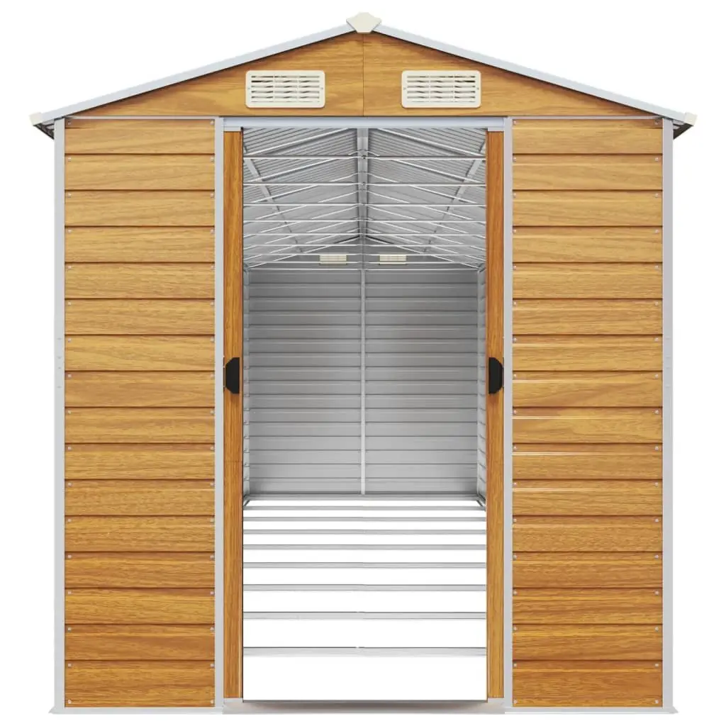 Garden Shed Outdoor Storage Brown Galvanised Steel Tool House Garage Box