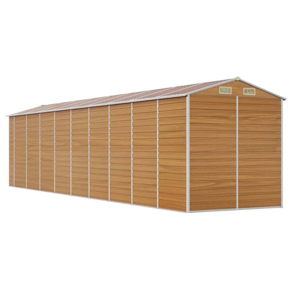 Garden Shed Outdoor Storage Brown Galvanised Steel Tool House Garage Box