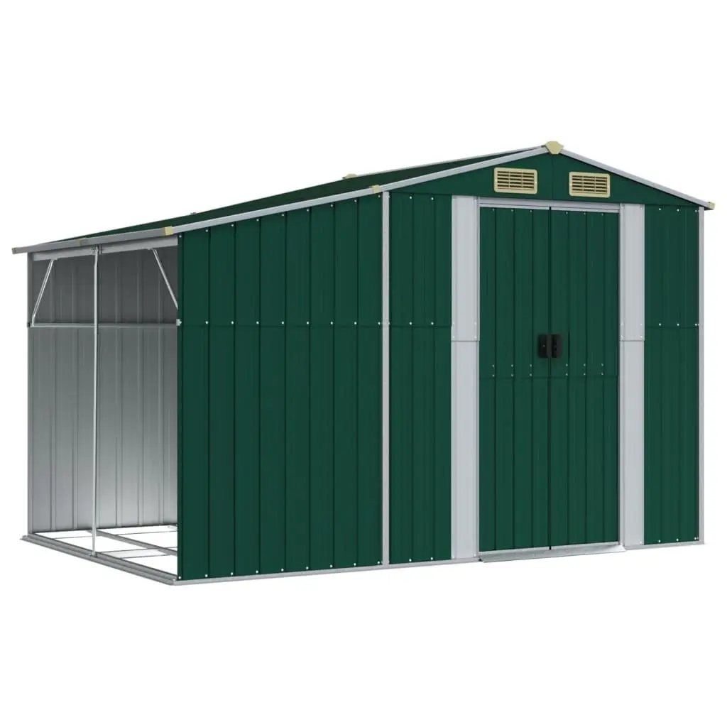 Garden Shed Outdoor Storage 277x192.5x179cm Galvanised Steel Green Tool House