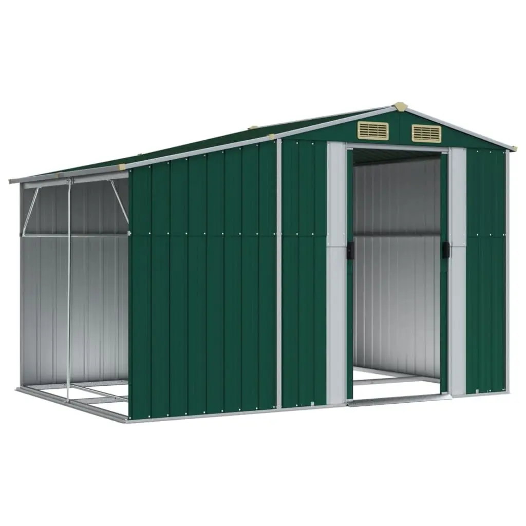 Garden Shed Outdoor Storage 277x192.5x179cm Galvanised Steel Green Tool House