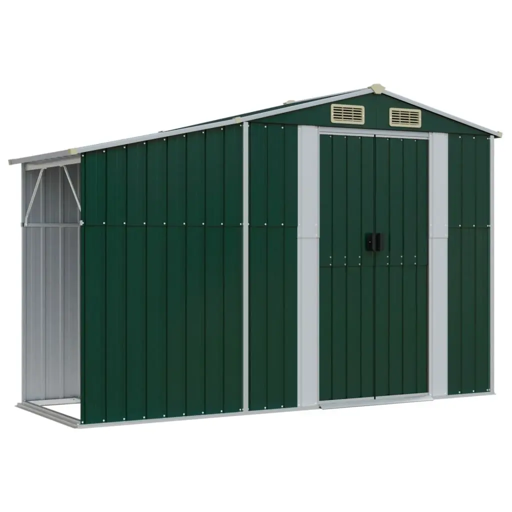 Garden Shed Outdoor Storage 277x192.5x179cm Galvanised Steel Green Tool House