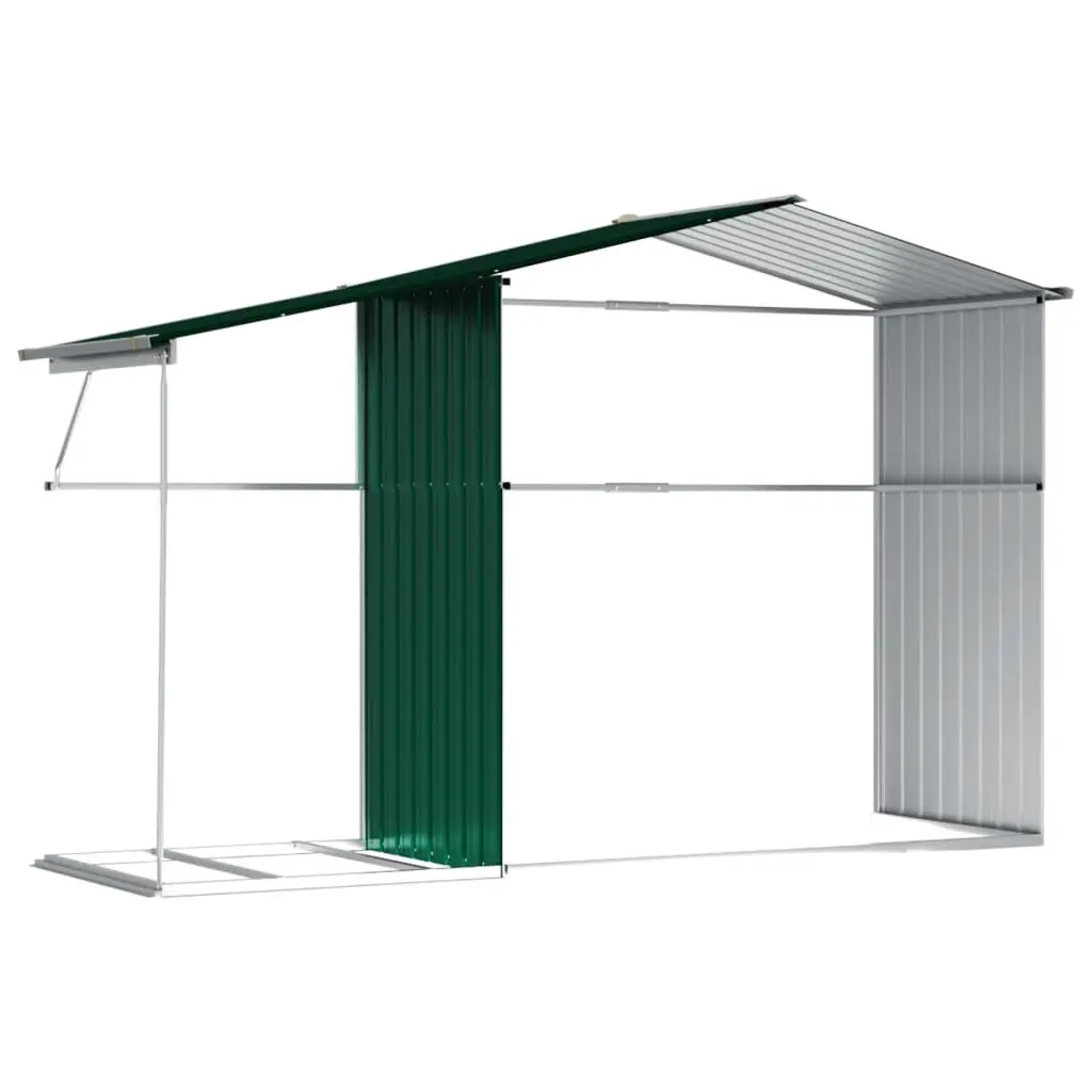 Garden Shed Outdoor Storage 277x192.5x179cm Galvanised Steel Green Tool House