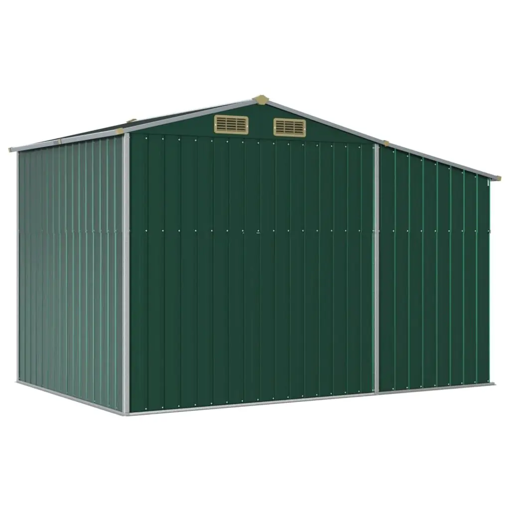 Garden Shed Outdoor Storage 277x192.5x179cm Galvanised Steel Green Tool House