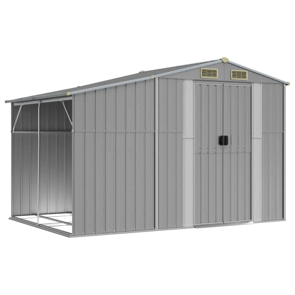 Garden Shed Outdoor Storage 277x192.5x179 cm Galvanised Steel Grey