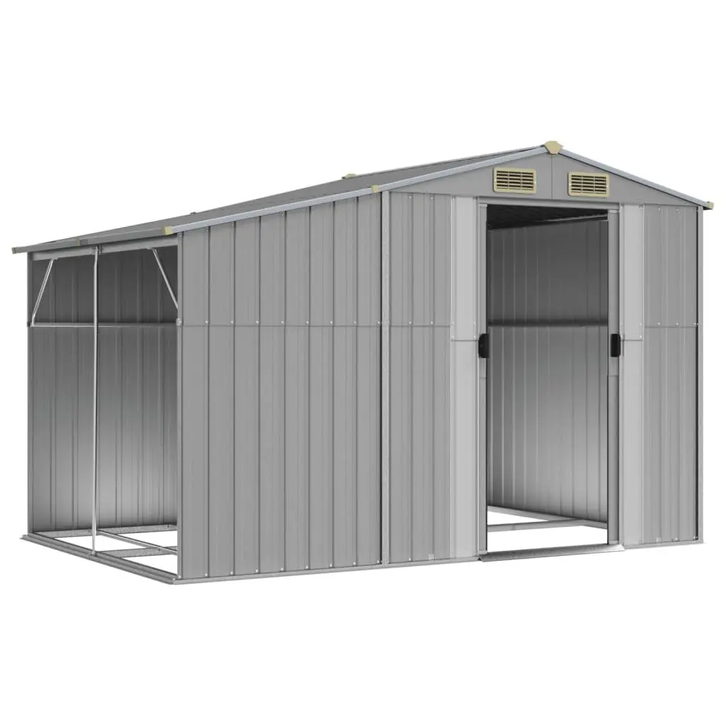 Garden Shed Outdoor Storage 277x192.5x179 cm Galvanised Steel Grey