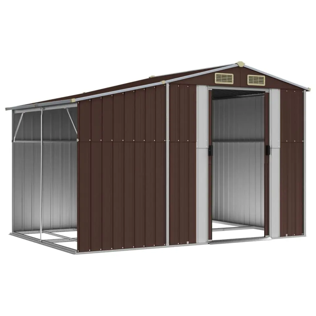 Garden Shed Outdoor Storage 277x192.5x179 cm Brown Metal Galvanised Steel