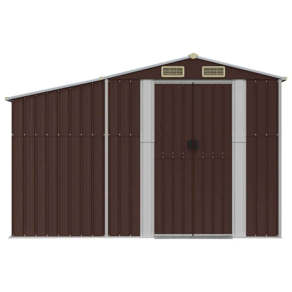 Garden Shed Outdoor Storage 277x192.5x179 cm Brown Metal Galvanised Steel