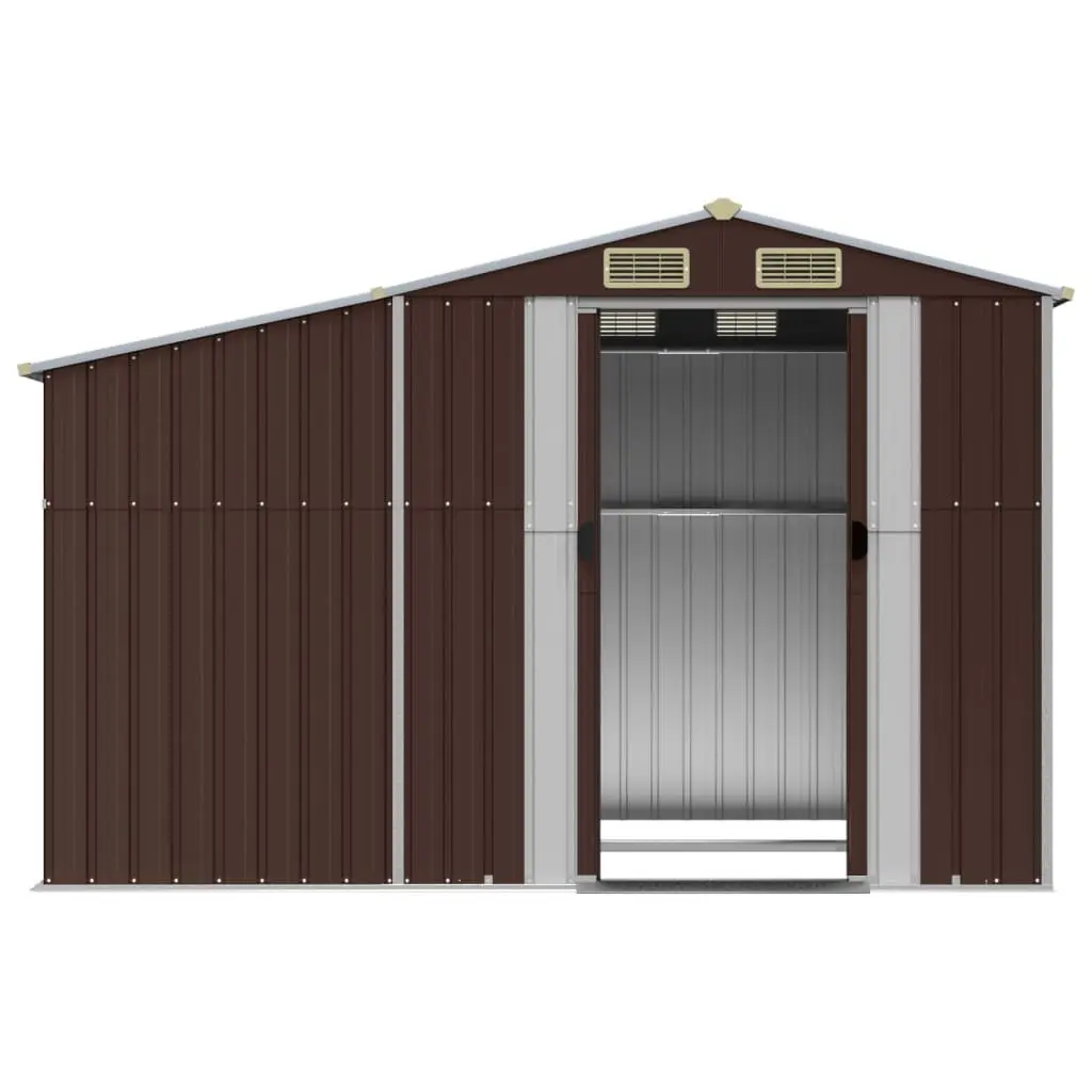Garden Shed Outdoor Storage 277x192.5x179 cm Brown Metal Galvanised Steel