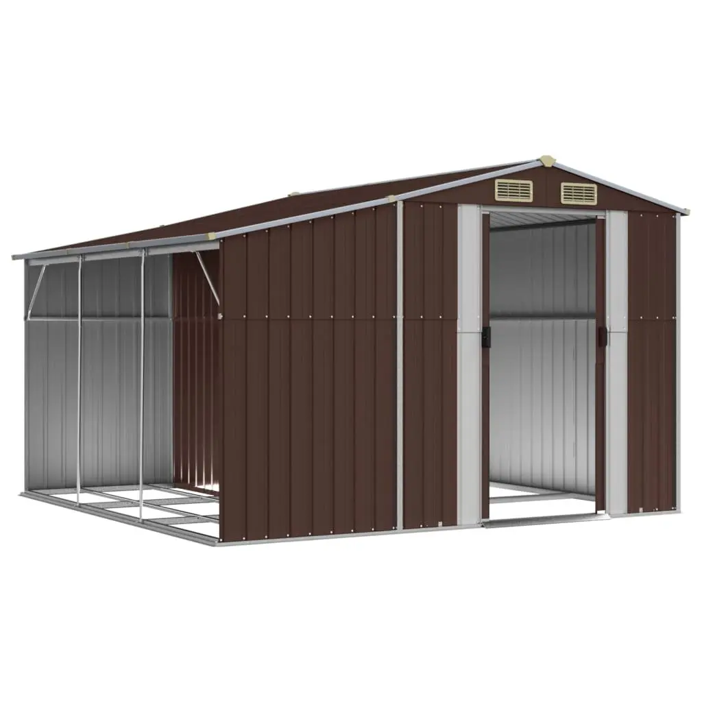 Garden Shed Outdoor Storage 277x279x179cm Galvanised Steel Brown