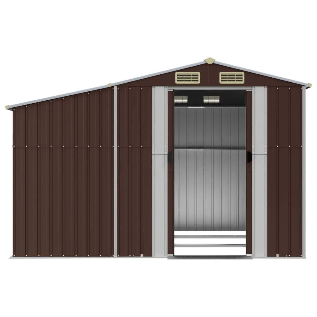 Garden Shed Outdoor Storage 277x279x179cm Galvanised Steel Brown