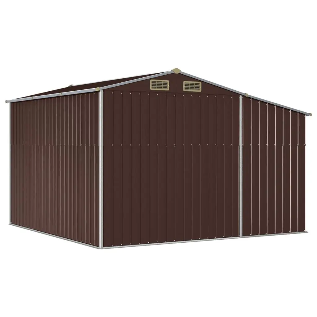 Garden Shed Outdoor Storage 277x279x179cm Galvanised Steel Brown