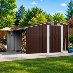 Galvanised Steel Garden Shed 277x365.5x179 cm for Firewood Storage