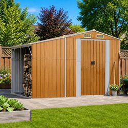 Garden Shed Specifications: Brown Galvanised Steel 277x192.5x179cm