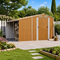 Brown Garden Shed Specifications: 277x279x179cm, Steel Material