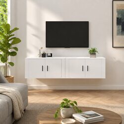 Wall-mounted TV Cabinets: 2 pcs White 80x34.5x40cm Units