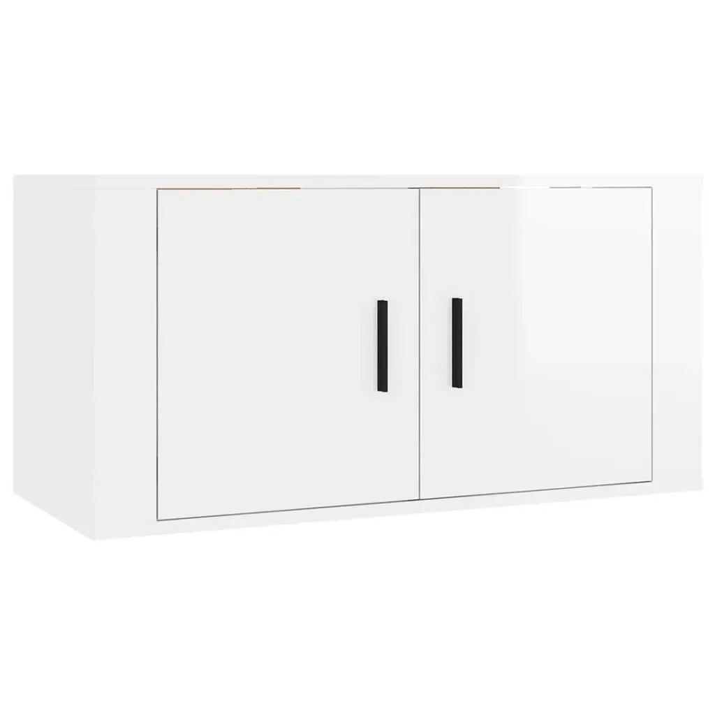 3 Piece Wall-Mounted TV Cabinet Set White High Gloss Engineered Wood Media