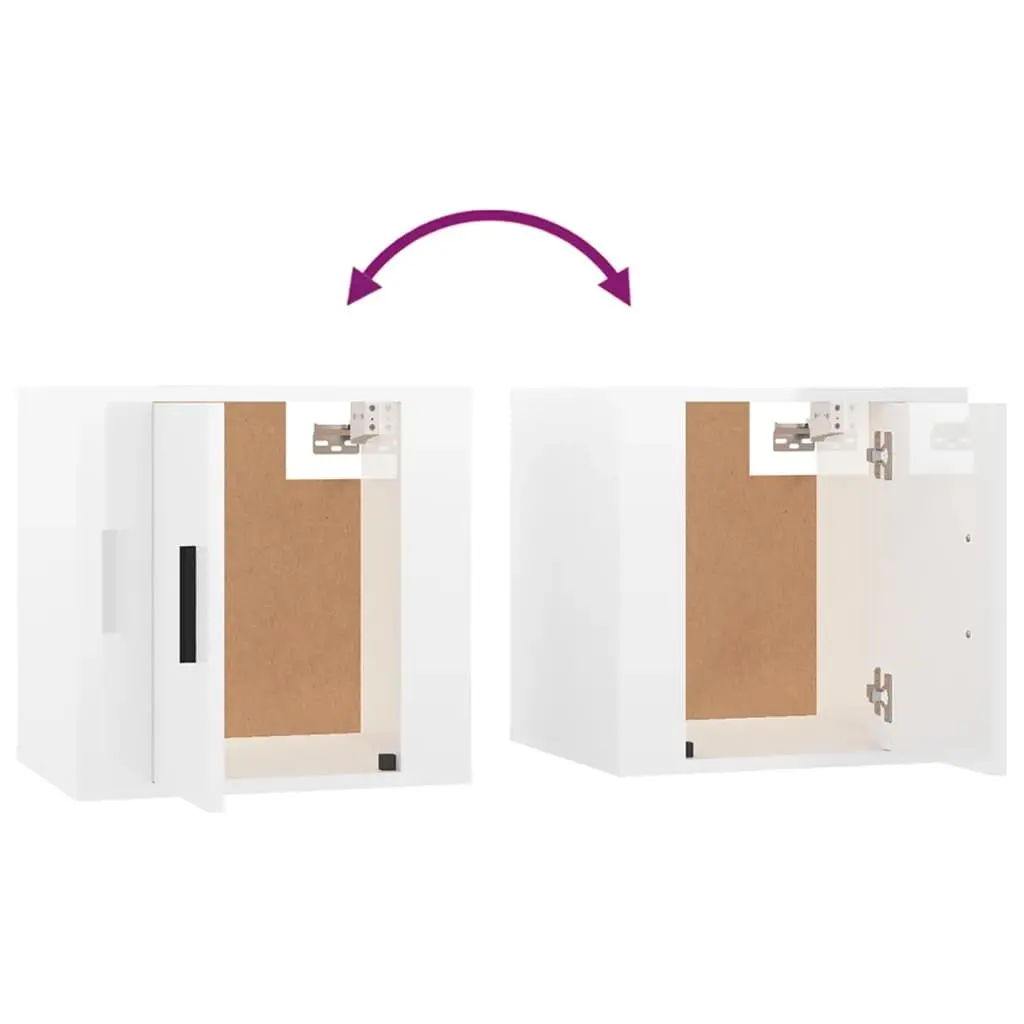 3 Piece Wall-Mounted TV Cabinet Set White High Gloss Engineered Wood Media
