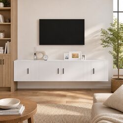 3 Piece White Wall-Mounted Media Cabinet Specifications