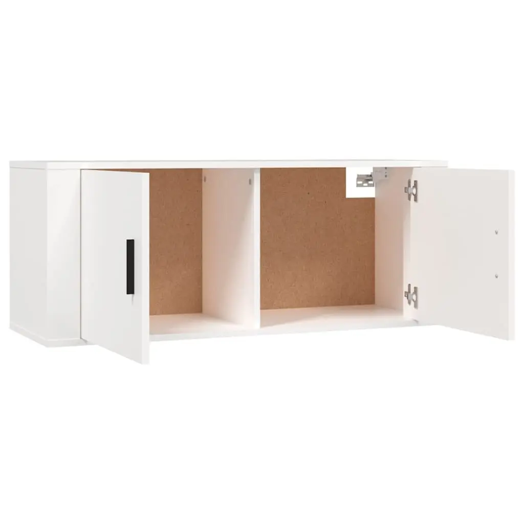 3 Piece White Wall-Mounted Media Cabinet