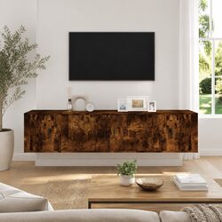 TV Cabinet Set 3 Piece Wall-Mounted Media Storage Unit Brown Engineered Wood