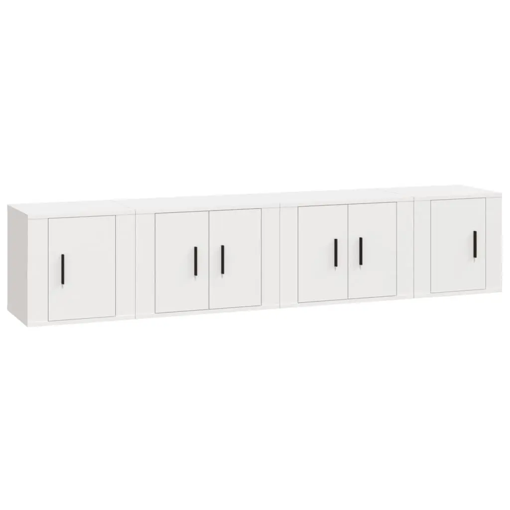 4-Piece Wall Mounted Media Storage Unit in White