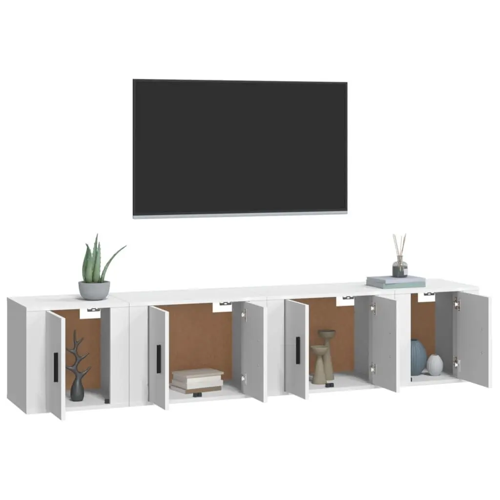 4-Piece Wall Mounted Media Storage Unit in White