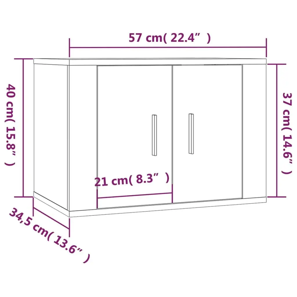 3 Piece Wall-Mounted TV Cabinet Set Engineered Wood Storage White