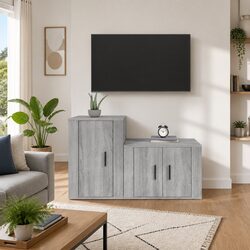 2 Piece Grey TV Cabinet Set Specifications and Features