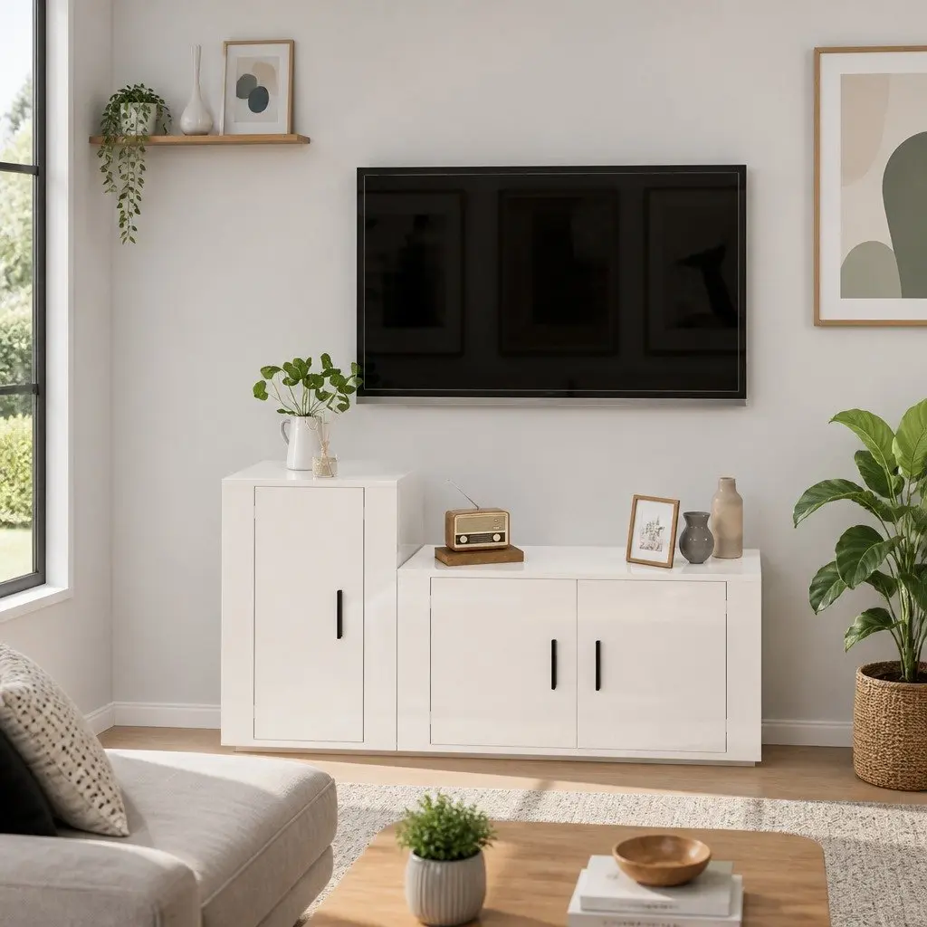 Wall-Mounted 2 Piece TV Cabinet Set