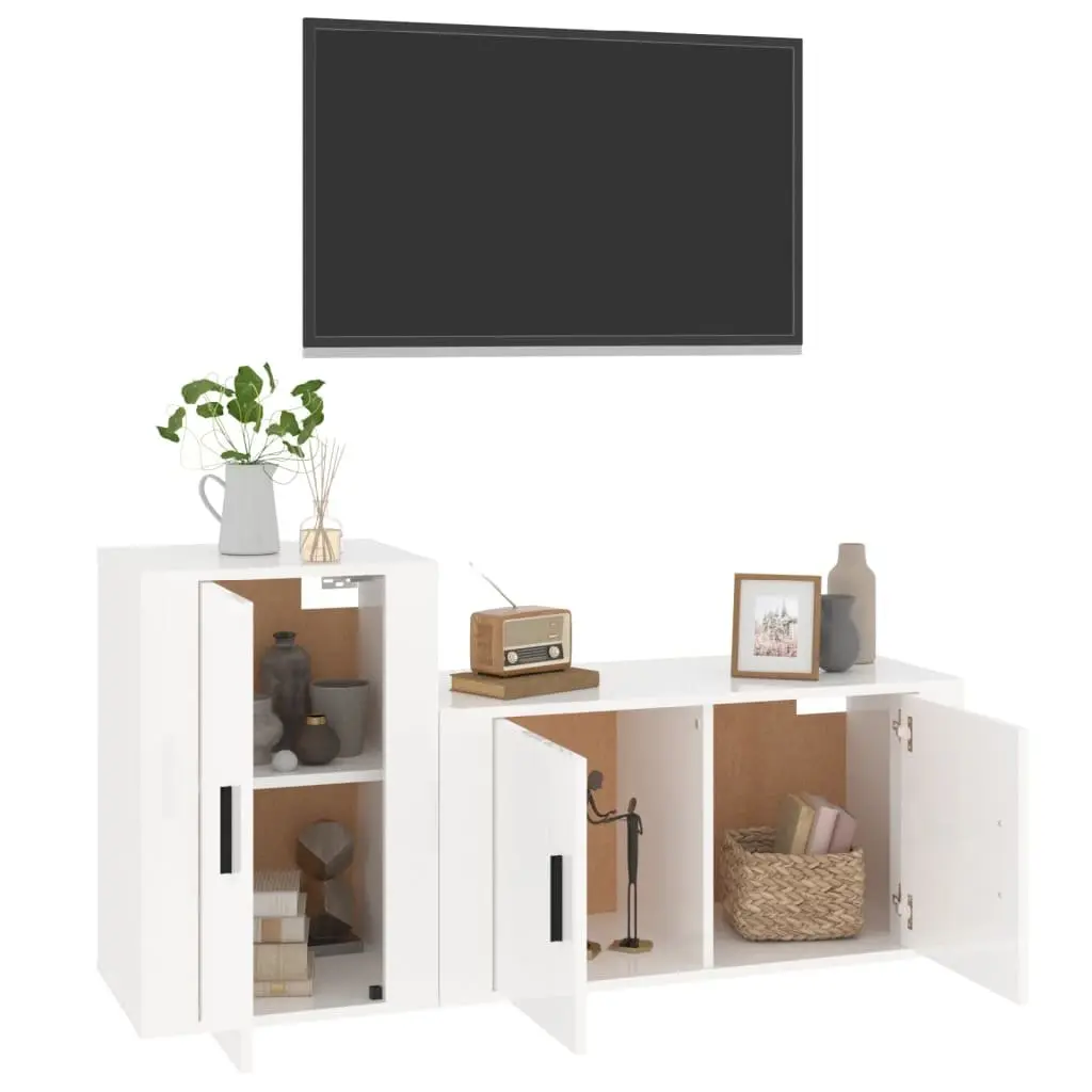 Wall-Mounted 2 Piece TV Cabinet Set