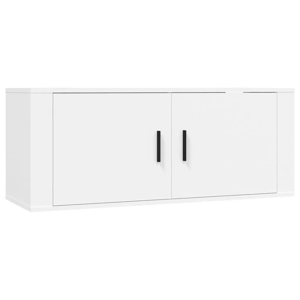 TV Cabinet Set Wall Mounted Storage Unit White Engineered Wood